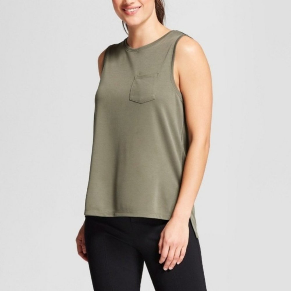 A New Day olive green muscle tank with pocket